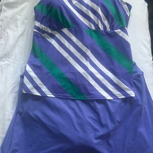 New Lands endStriped Purple and Green Swimsuit
